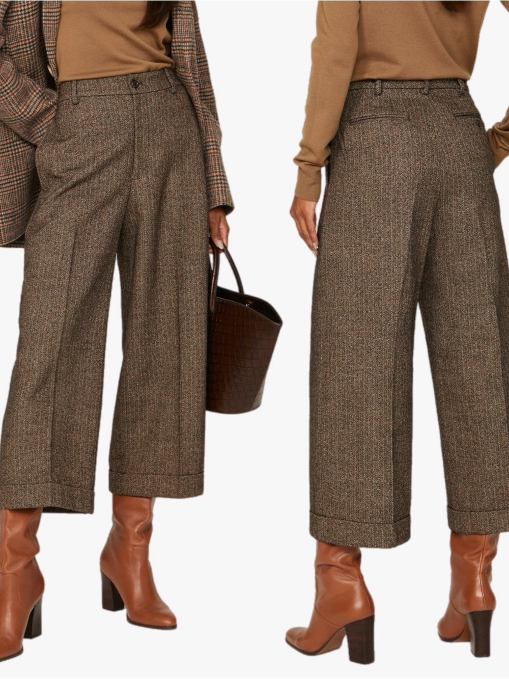 Ralph Lauren Maglio Wide Leg Cropped Tweed Wool Blend Pants Women’s Size 4